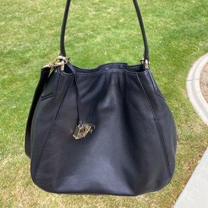NWT Diane von Furstenberg DVF black leather hobo